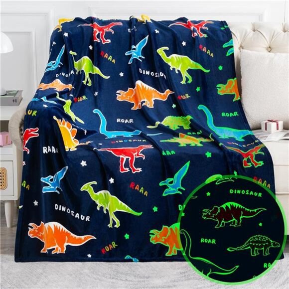 Dinosaur Gifts Toys for Kids Boys Dino Glow in The Dark Blanket